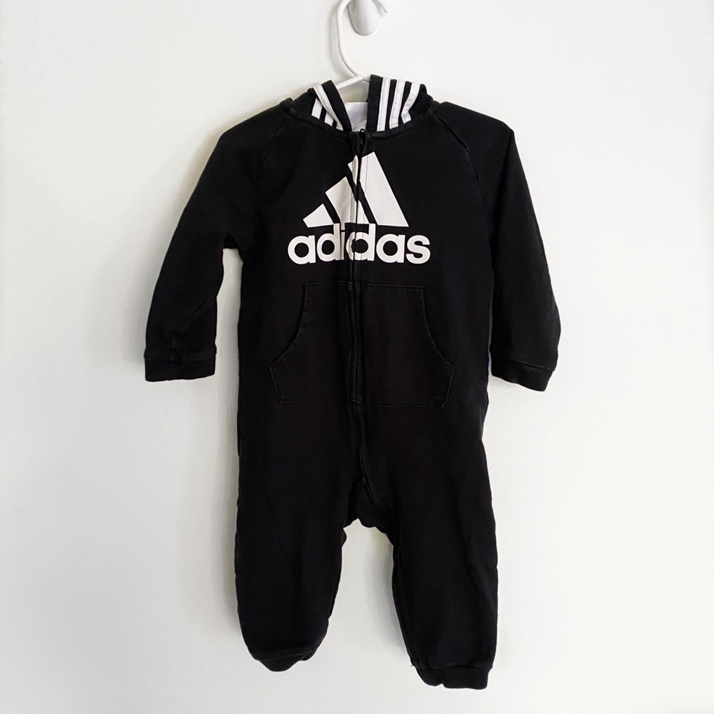 Adidas baby onsie tracksuit black and white